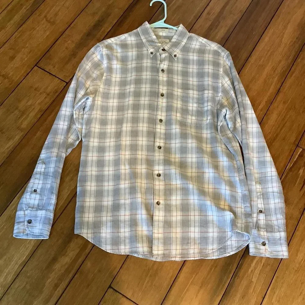 J. Crew Stylish Brushed Twill Slim Fit Plaid Button-Up‎ Shirt